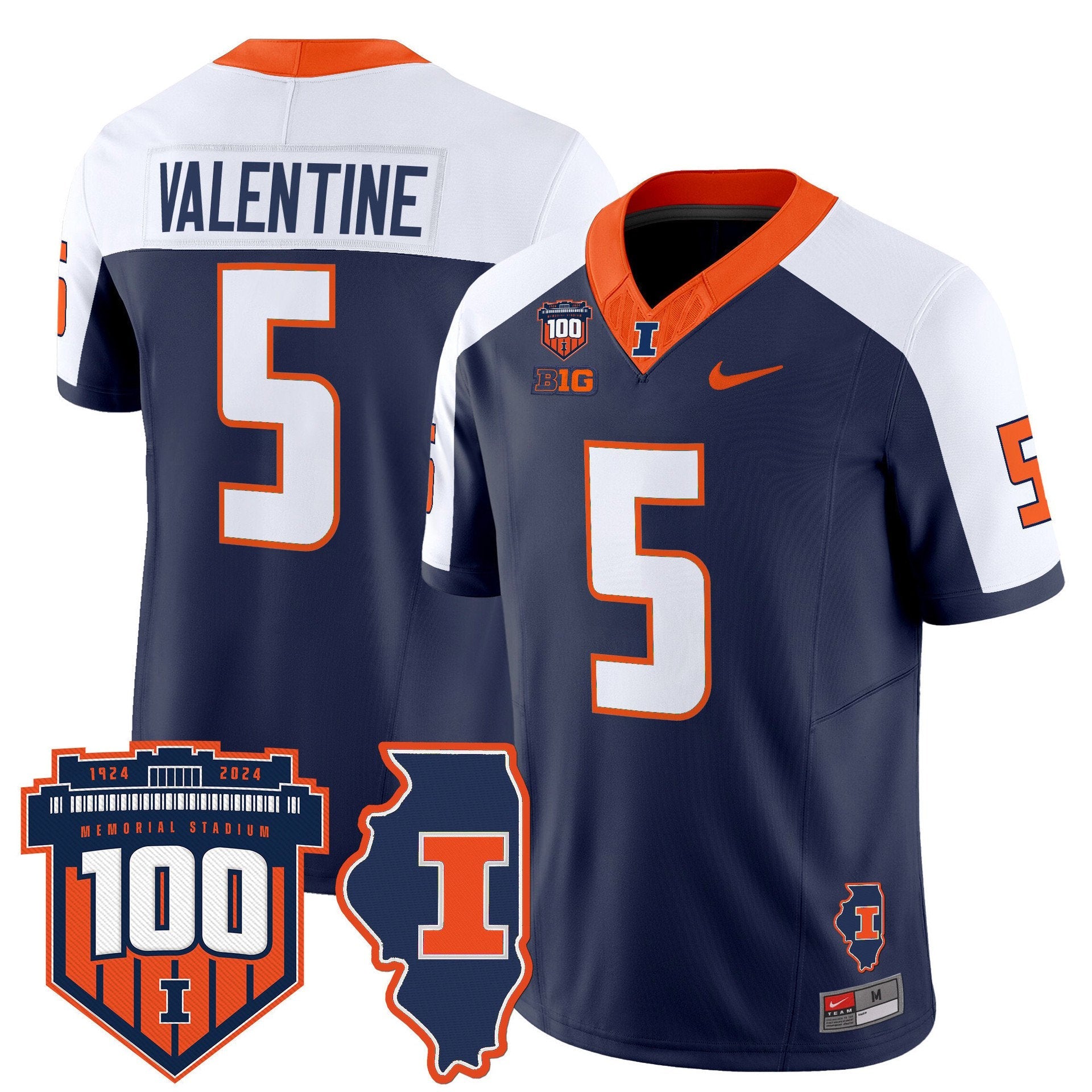 Ca'Lil Valentine Jersey #5 Illinois Fighting 100th Memorial Stadium