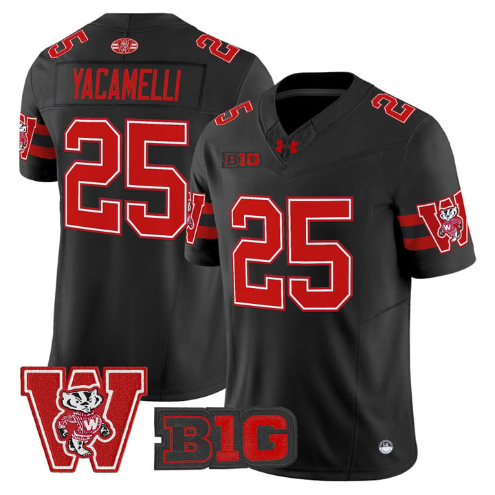 Cade Yacamelli Jersey #25 Wisconsin Badgers Throwback Stitched