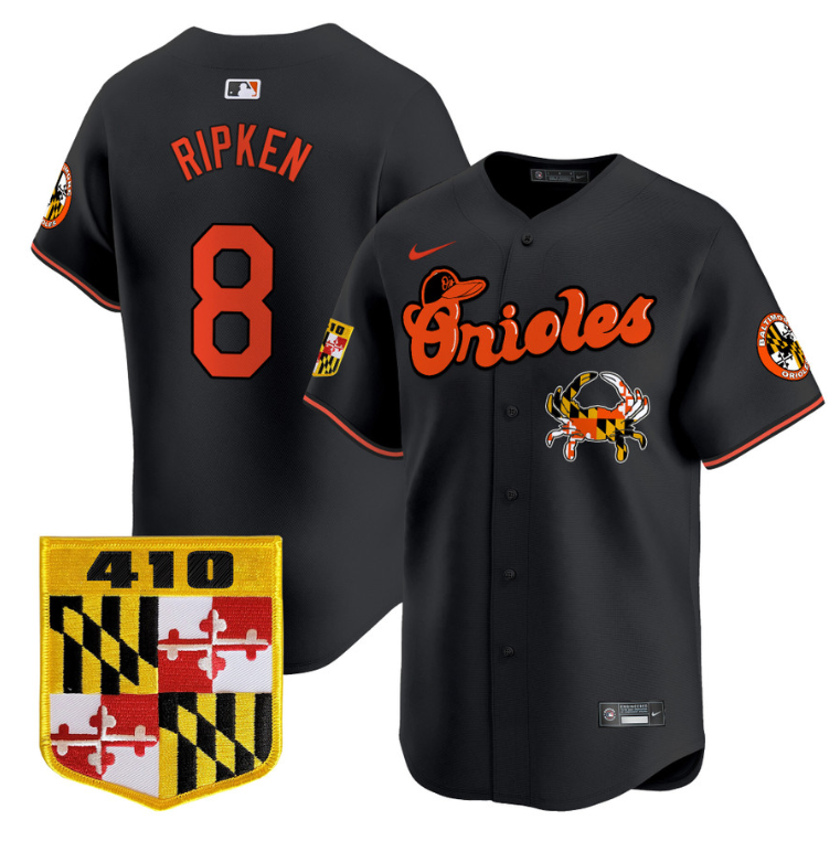 Cal Ripken Jersey #8 Baltimore Orioles 410 & Chesapeake Crab Patch Limited Stitched
