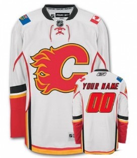 Calgary Flames Customized White Jersey Stitched