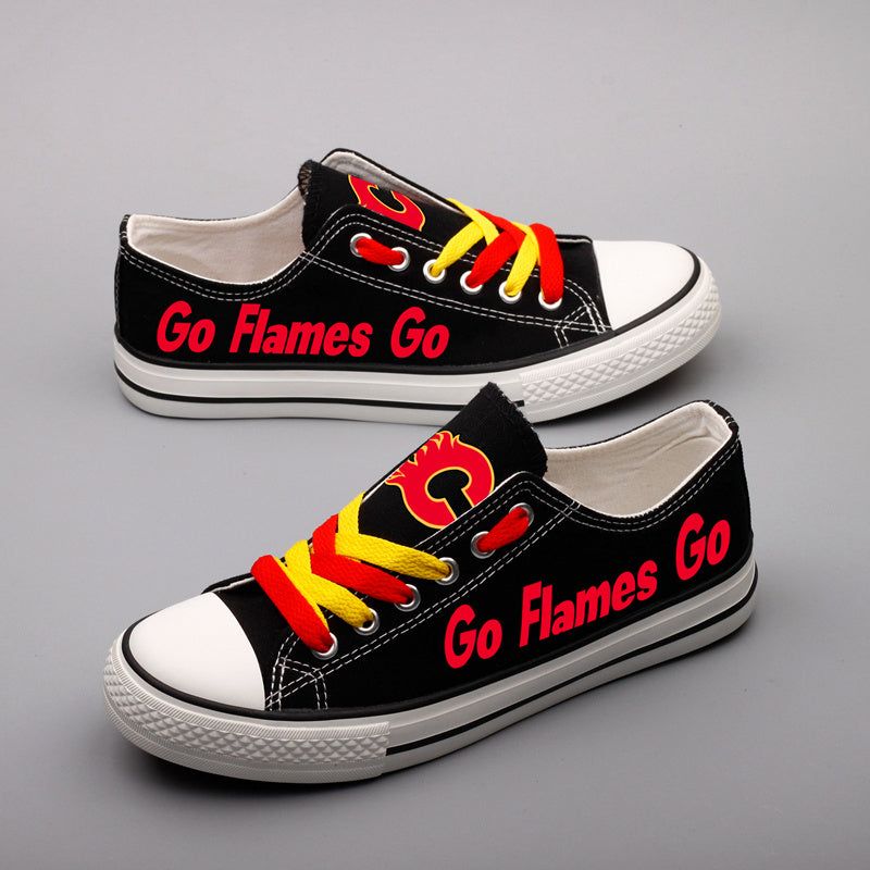 Calgary Flames Low Top Canvas Sport Sneakers Shoes For Men Women Fans