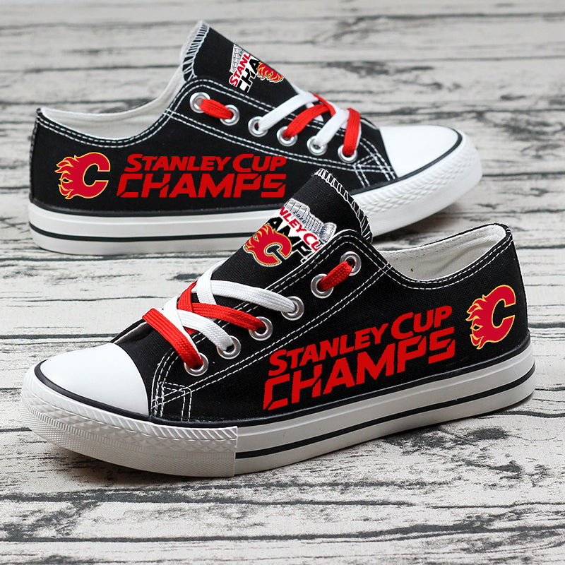 Calgary Flames Low Top Canvas Sport Sneakers Shoes For Men Women Fans