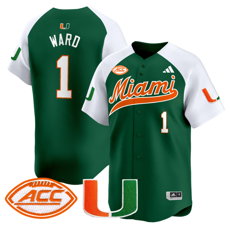 Cam Ward Jersey #1 Miami Hurricanes 2024 Baseball Stitched