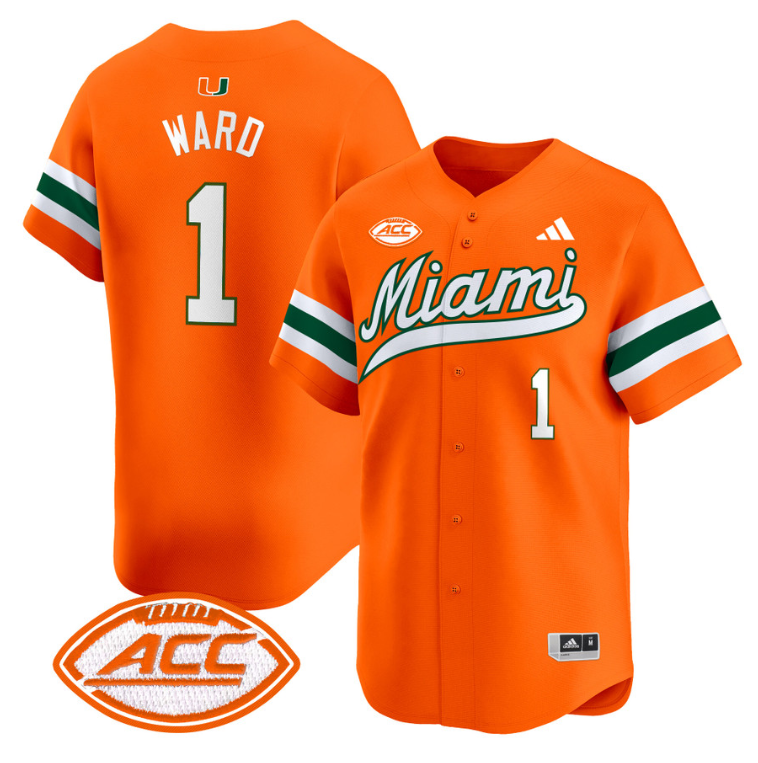 Cam Ward Jersey #1 Miami Hurricanes 2024 Baseball Stitched