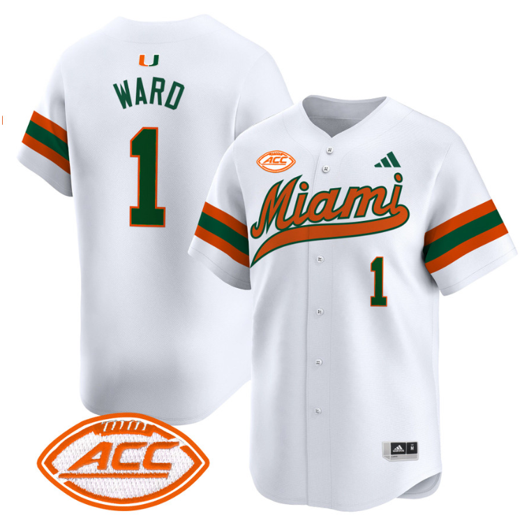 Cam Ward Jersey #1 Miami Hurricanes 2024 Baseball Stitched