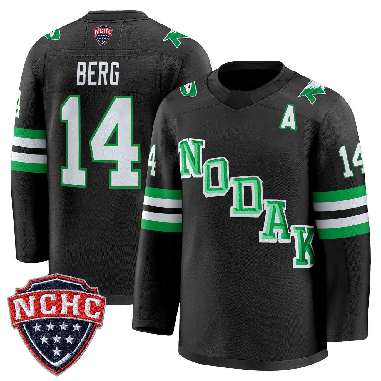 Cameron Berg Jersey #14 North Dakota Fighting Hawks 2025-26 Stitched Black