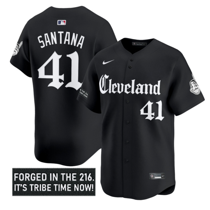 Carlos Santana Jersey #41 Cleveland Indians Gothic Iron Edition Stitched