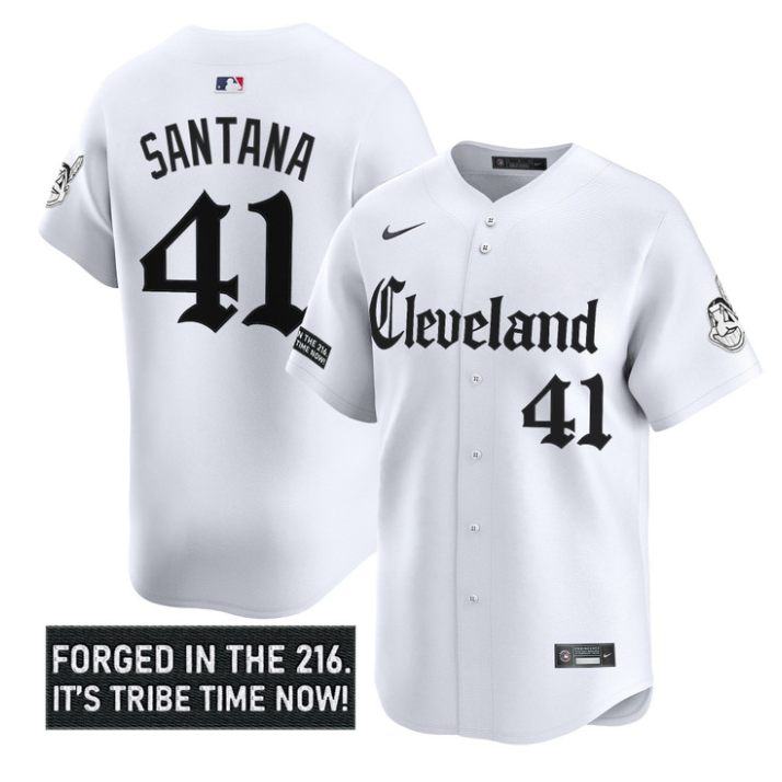 Carlos Santana Jersey #41 Cleveland Indians Gothic Iron Edition Stitched