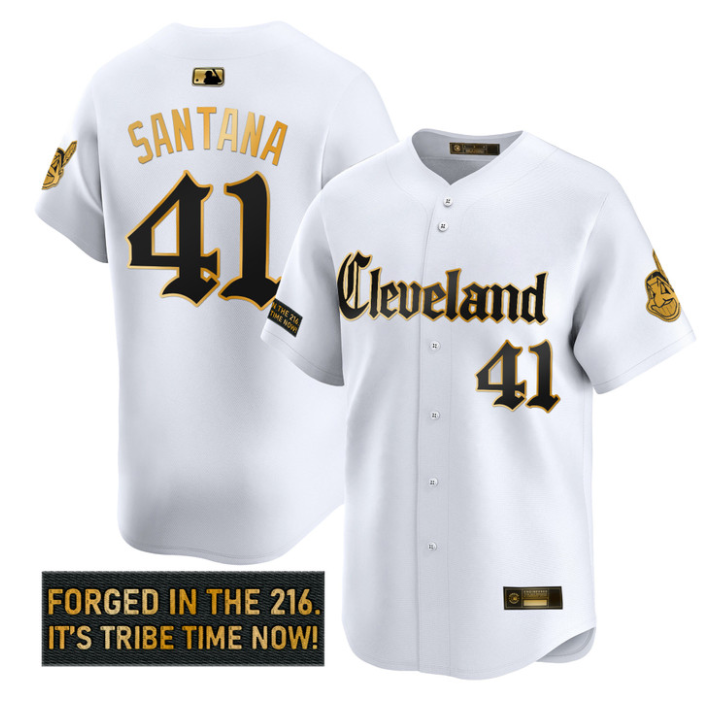 Carlos Santana Jersey #41 Cleveland Indians Gothic Iron Edition Stitched