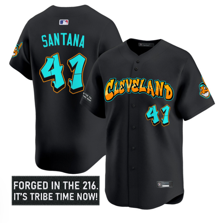 Carlos Santana Jersey #41 Cleveland Indians Graffiti 216 Ink Edition