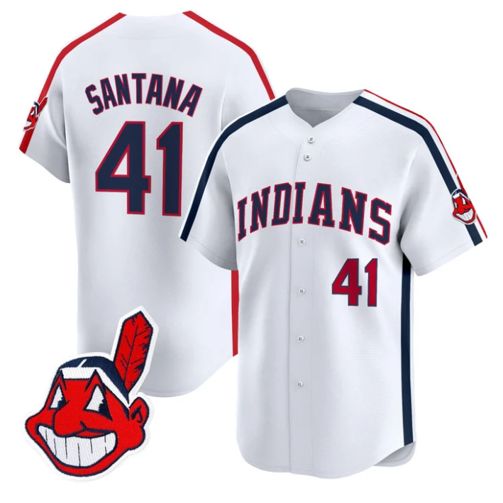 Carlos Santana Jersey #41 Cleveland Indians Ricky Wild Thing Vaughn