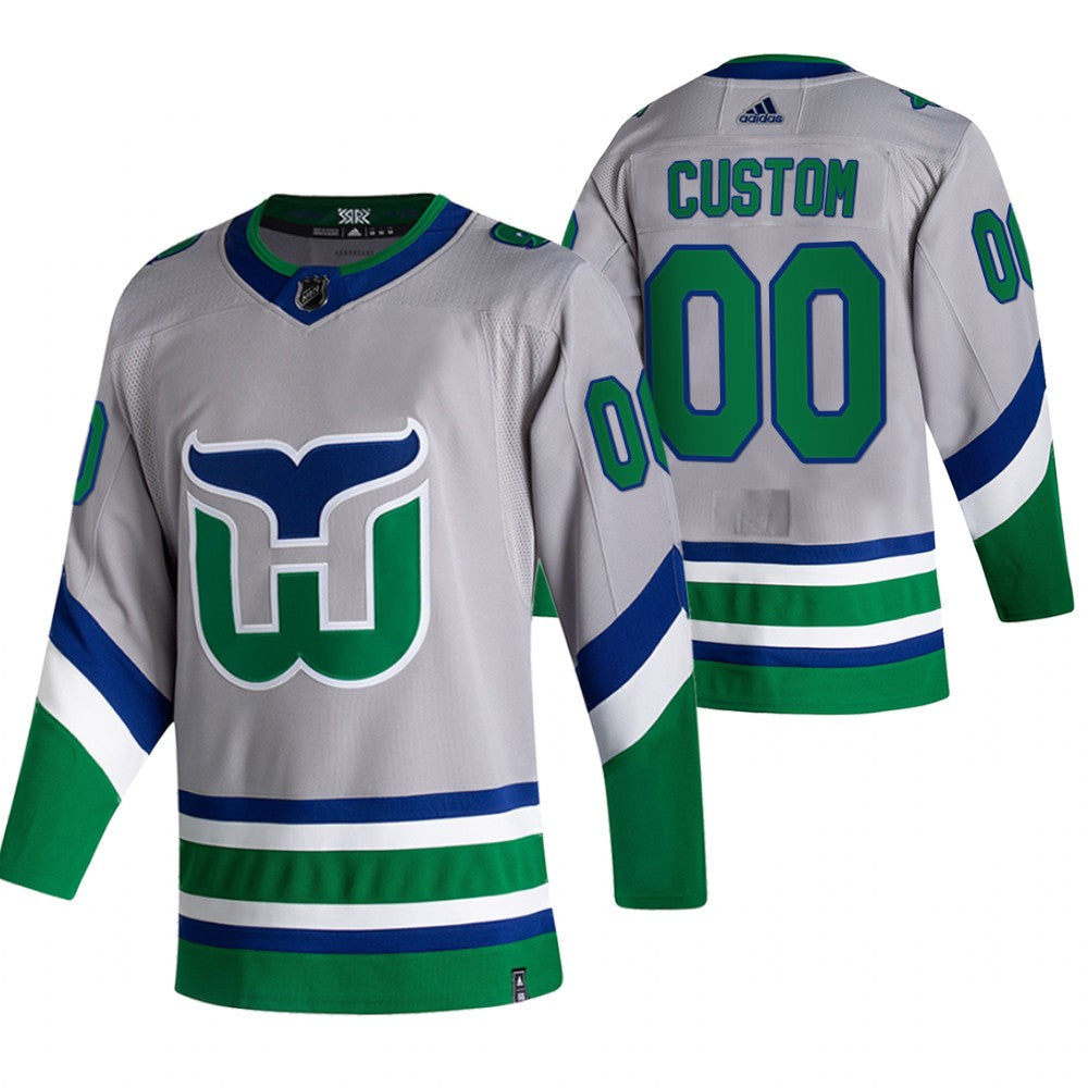 Carolina Hurricanes Custom Grey  2020-21 Reverse Retro Alternate NHL Jersey Stitched