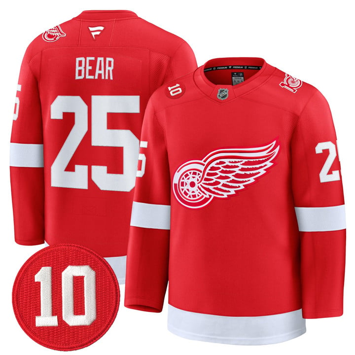 Carter Bear Jersey #25 Red Wings #10 Alex Delvecchio Honoring