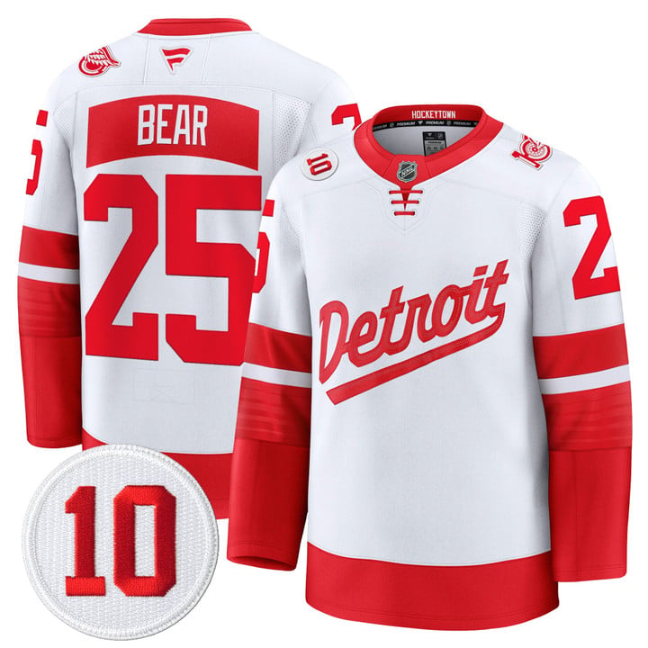 Carter Bear Jersey #25 Red Wings #10 Alex Delvecchio Honoring