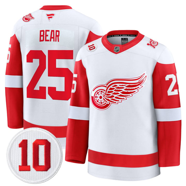 Carter Bear Jersey #25 Red Wings #10 Alex Delvecchio Honoring