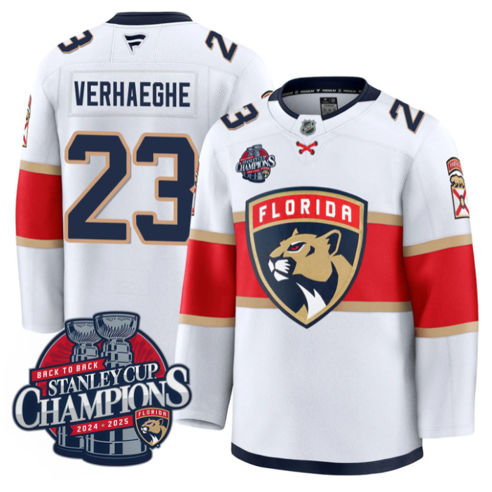 Carter Verhaeghe Jersey #23 Florida Panthers 2025 Stanley Cup Back To Back Blue