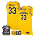 Cazzie Russell Jersey #33 Michigan Wolverines 2026 Final Four Stitched Maize