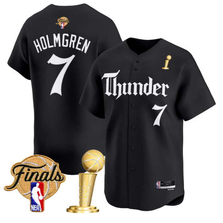 Chet Holmgren Jersey #7 Oklahoma City Thunder Gothic Storm 2025 Champions