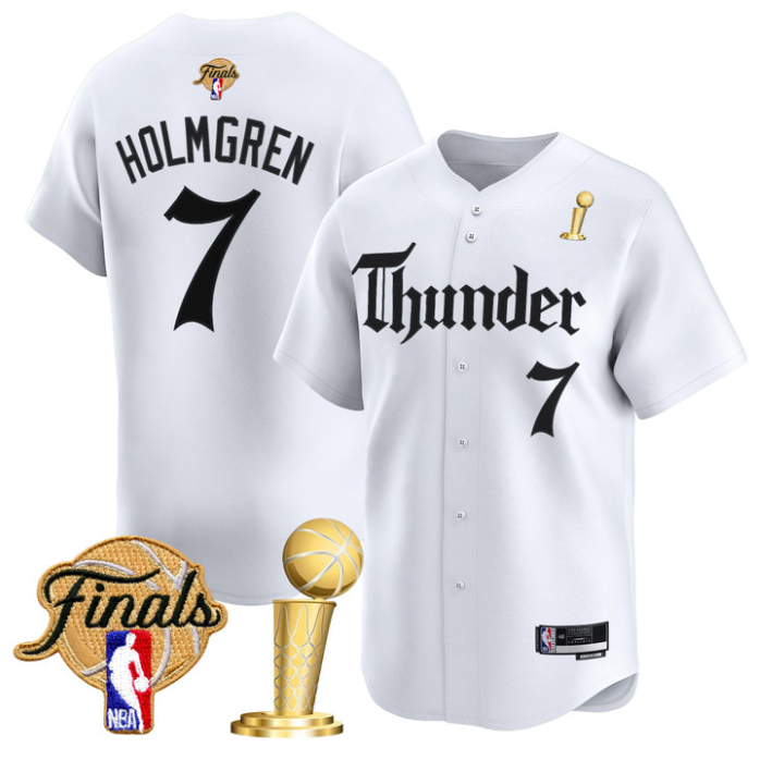 Chet Holmgren Jersey #7 Oklahoma City Thunder Gothic Storm 2025 Champions