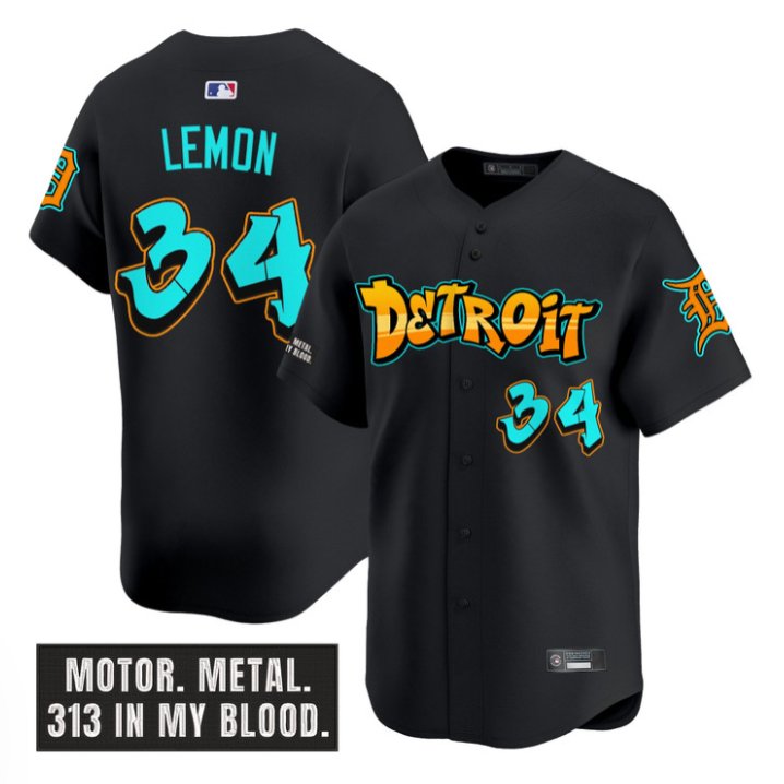 Chet Lemon Jersey #34 Detroit Tigers Graffiti Motor City Edition Stitched