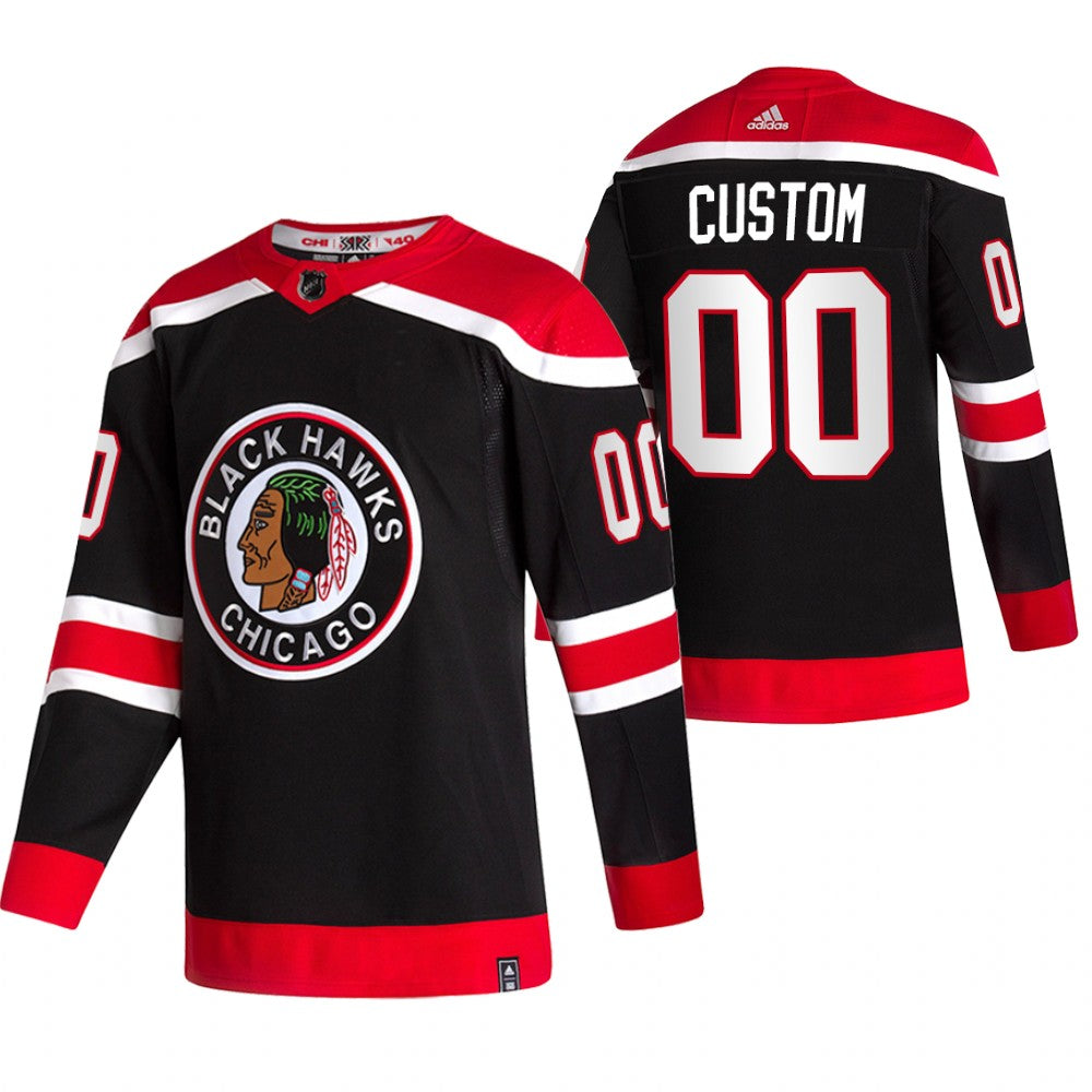 Chicago Blackhawks Custom Black 2020-21 Reverse Retro Alternate NHL Jersey Stitched