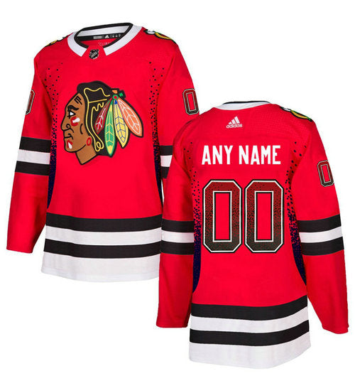Chicago Blackhawks Red Customized Drift Fashion Jersey Stitched