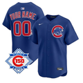 Chicago Cubs 150th Anniversary Custom Jersey - All Stitched Royal Blue