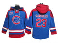 Chicago Cubs #23 Ryne Sandberg Blue Ageless Must-Have Lace-Up Pullover Hoodie
