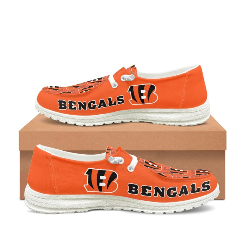 Cincinnati Bengals Orange Team Name Logo Canvas Sneaker Shoes  For Men Women Fans