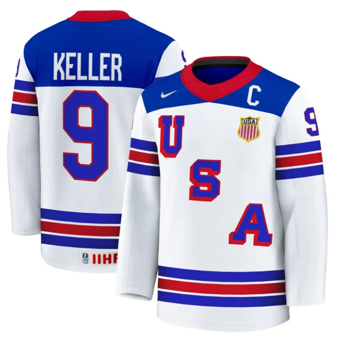 Clayton Keller Jersey #9 USA Hockey 2025 Premium Stitched Away