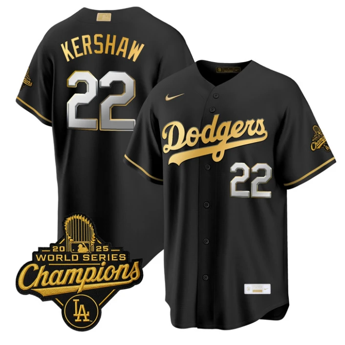 Clayton Kershaw Jersey #22 Dodgers Gold Collection Premier Stitched