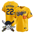 Clayton Kershaw Jersey #22 Dodgers One Piece Zoro Patch Premier Stitched