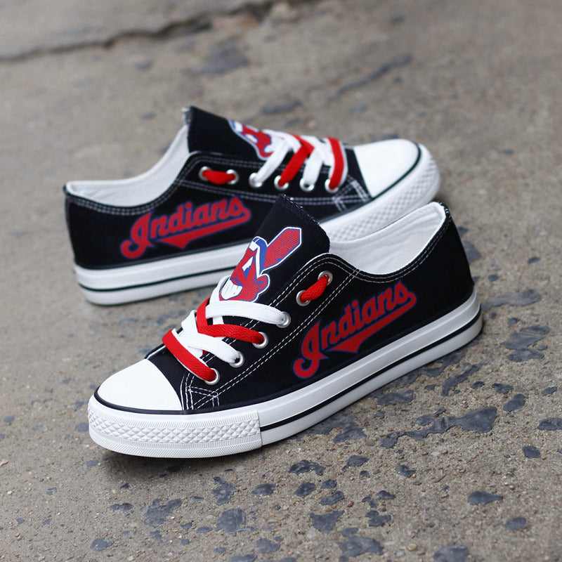 Cleveland Indians Limited Print Low Top Canvas Shoes Sport Sneakers For Men Women Fans