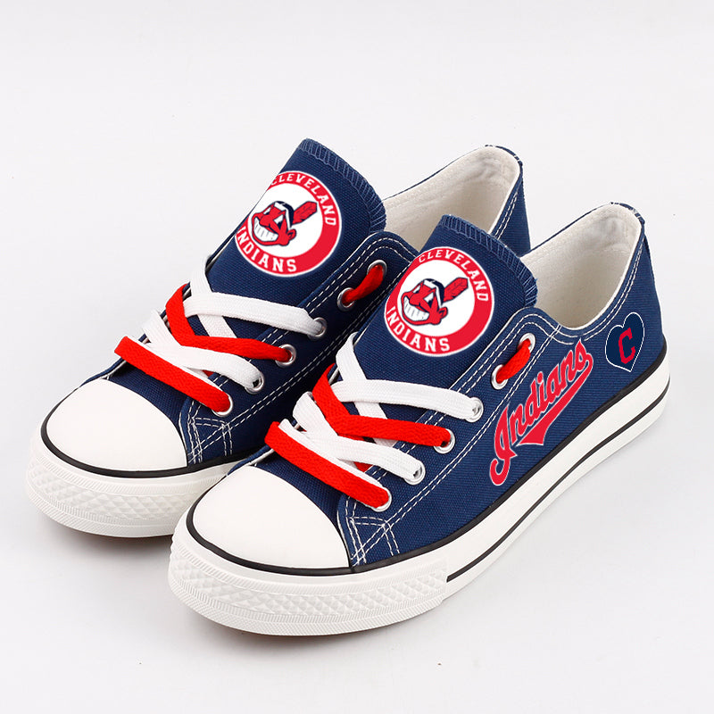 Cleveland Indians Limited Print Low Top Canvas Shoes Sport Sneakers For Men Women Fans