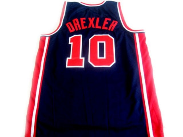 Clyde Drexler Jersey #10 Team USA Basketball Navy Blue