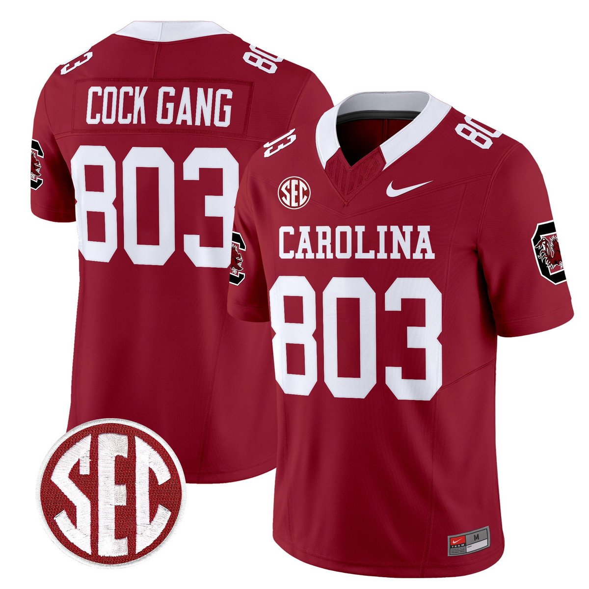 Cock Gang Jersey #803 Carolina 1980 Throwback Rebrand 2026 Stitched