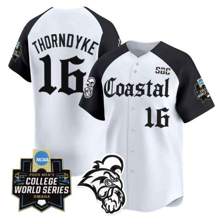 Colby Thorndyke Jersey #16 Coastal Carolina 2025 World Series Gothic