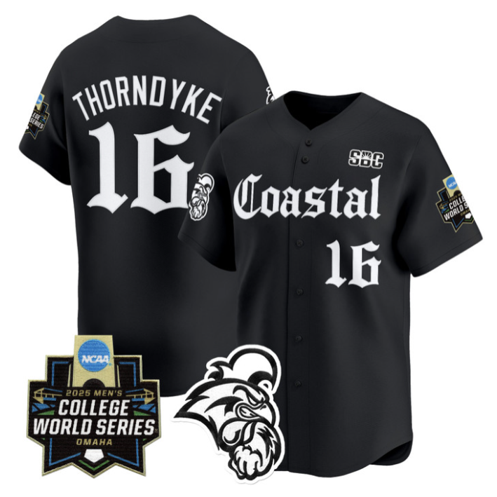 Colby Thorndyke Jersey #16 Coastal Carolina 2025 World Series Gothic