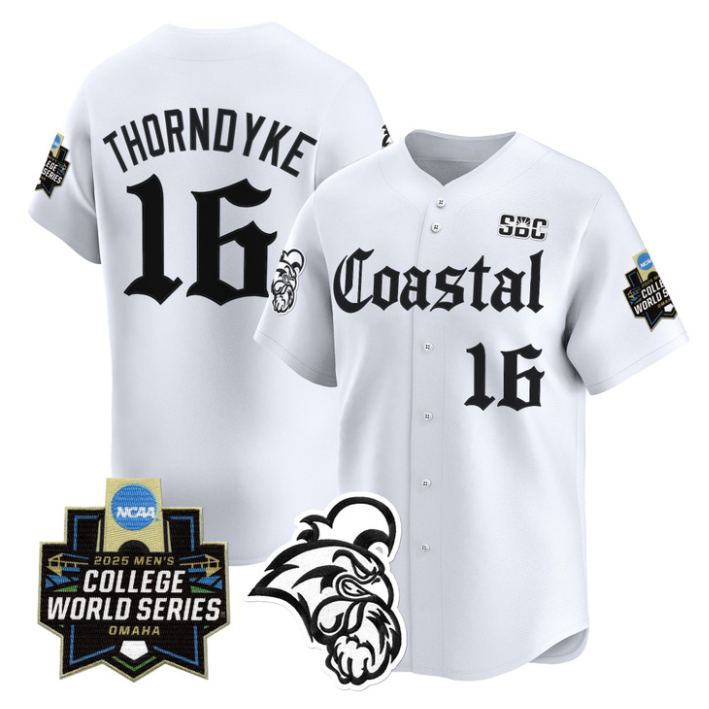 Colby Thorndyke Jersey #16 Coastal Carolina 2025 World Series Gothic