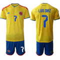 Colombia Team #7 Luis Díaz Yellow 2026 World Cup Home Soccer Jersey Suit