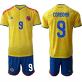 Colombia Team #9 Jhon Córdoba Yellow 2026 World Cup Home Soccer Jersey Suit