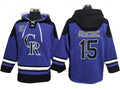 Colorado Rockies #15 Randal Grichuk Purple Ageless Must-Have Lace-Up Pullover Hoodie