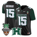 Colt Brennan Jersey #15 Hawai'i Rainbow 2025 Hawai'i Bowl Stitched Black Limited