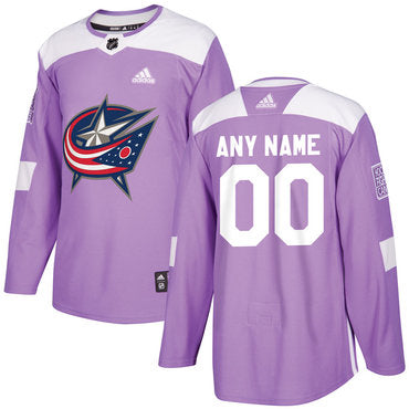 Columbus Blue Jackets Purple Pink Custom Hockey Fights Cancer Practice Jersey Stitched