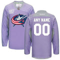Columbus Blue Jackets Purple Pink Custom Reebok Hockey Fights Cancer Practice Jersey Stitched