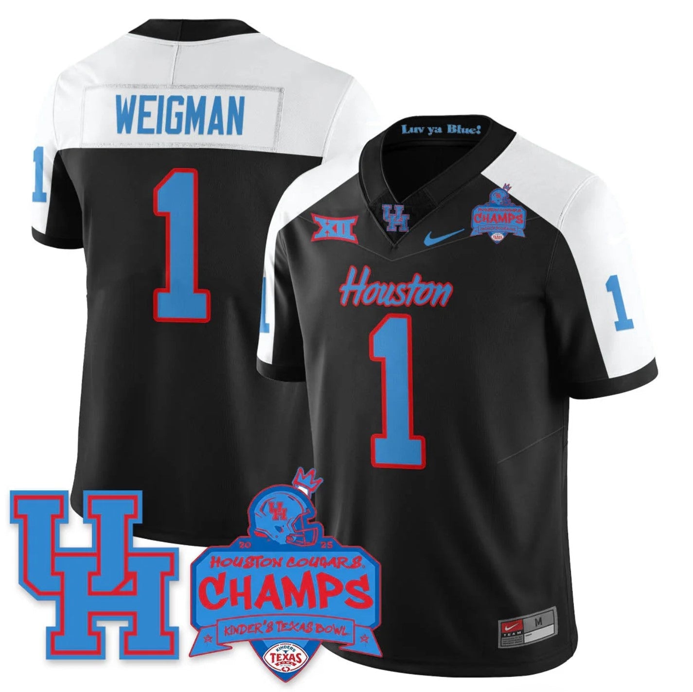 Conner Weigman Jersey #1 Houston Cougar 2025 Texas Bowl Champions