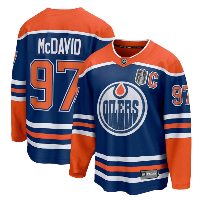 Connor McDavid 97 Edmonton Oilers 2025 Stanley Cup Final Home Breakaway Men Jersey