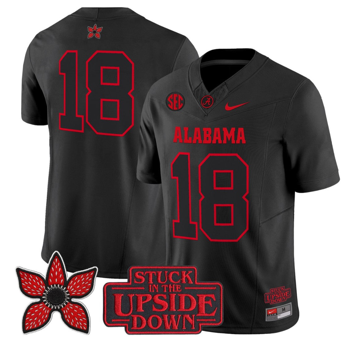 Crimson Jersey #18 Alabama Crimson Tide Stranger Things Edition Stitched