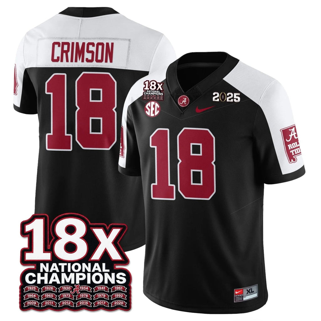 Crimson Jersey #18 Alabama Crimson 18x-Time National Champions Stitched