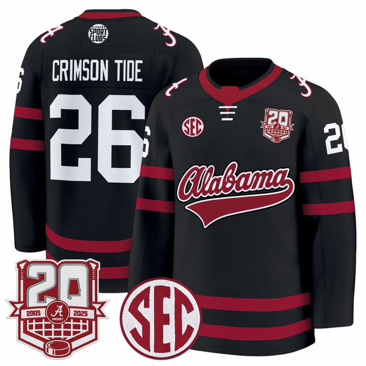 Crimson Tide Jersey #26 Alabama Crimson 2025-26 20th Patch Stitched